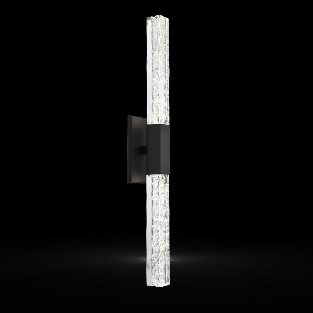 Axis Double Sconce-Matte Black-Clear Textured Cast Glass