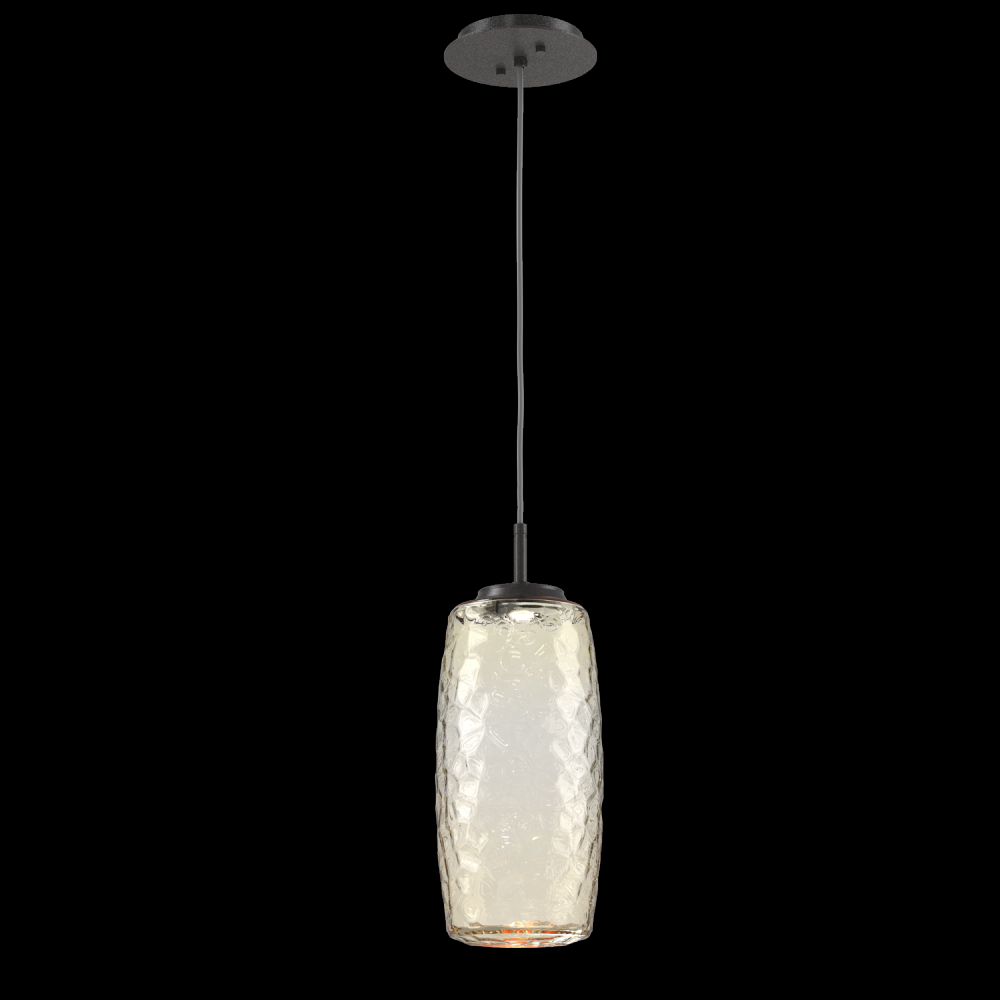 Vessel Pendant (Large)-Graphite-Amber Blown Glass-Cloth Braided Cord-LED 2700K