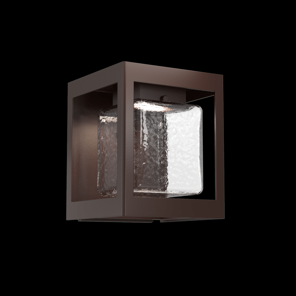 Outdoor Square Box Sconce-Statuary Bronze-Blown Glass