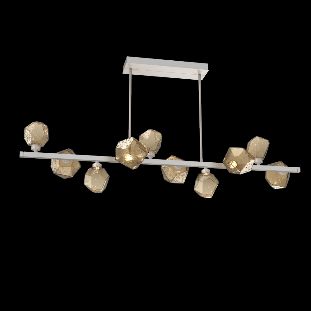 Gem 10pc Twisted Branch-Beige Silver-Bronze Blown Glass-Threaded Rod Suspension-LED 3000K