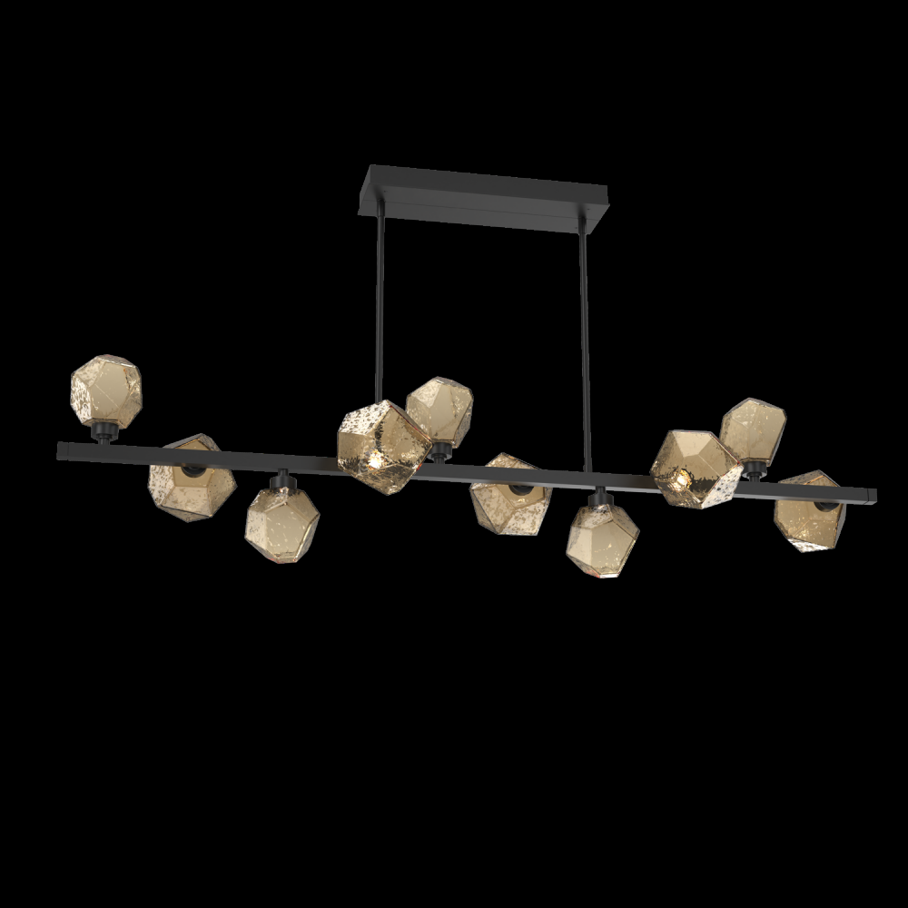 Gem 10pc Twisted Branch-Matte Black-Bronze Blown Glass-Threaded Rod Suspension-LED 3000K