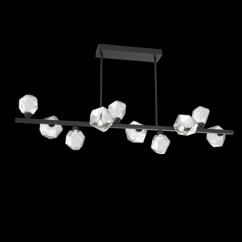 Gem 10pc Twisted Branch-Matte Black-Clear Blown Glass-Threaded Rod Suspension-LED 2700K