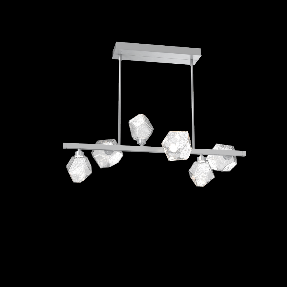 Gem 6pc Twisted Branch-Classic Silver-Clear Blown Glass-Threaded Rod Suspension-LED 2700K