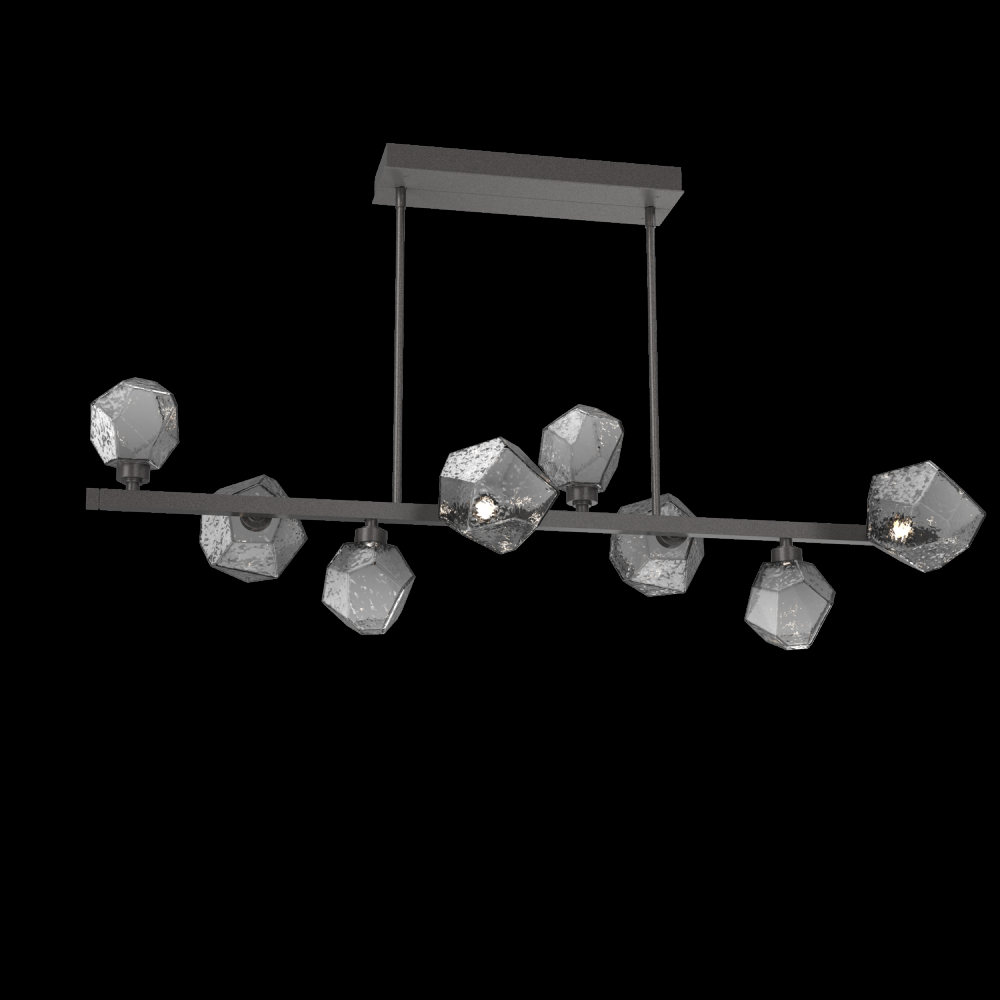 Gem 8pc Twisted Branch-Graphite-Smoke Blown Glass-Threaded Rod Suspension-LED 2700K