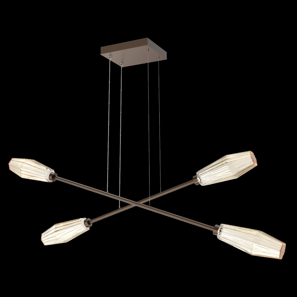Aalto Double Moda-Flat Bronze-Amber Blown Glass-Stainless Cable-LED 3000K