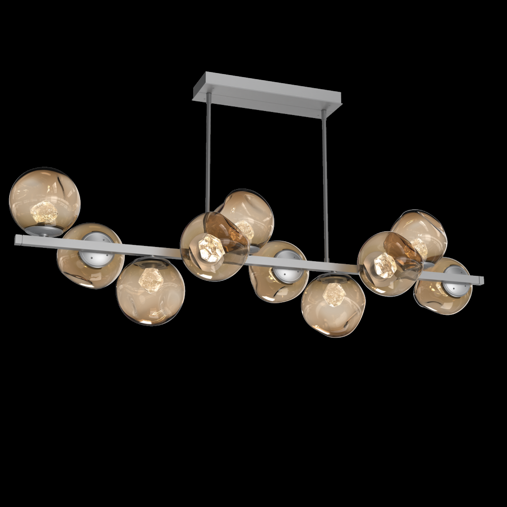 Luna 10pc Twisted Branch-Classic Silver-Zircon Inner - Bronze Outer-Threaded Rod Suspension-LED