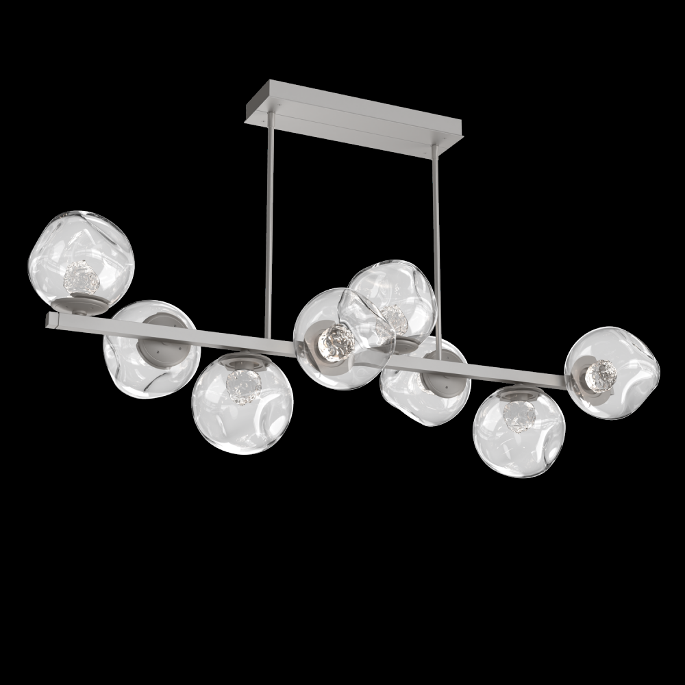 Luna 8pc Twisted Branch-Beige Silver-Floret Inner - Clear Outer-Threaded Rod Suspension-LED 2700K