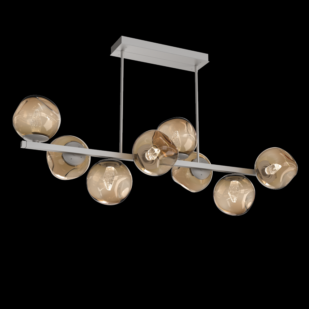 Luna 8pc Twisted Branch-Beige Silver-Geo Inner - Bronze Outer-Threaded Rod Suspension-LED 2700K