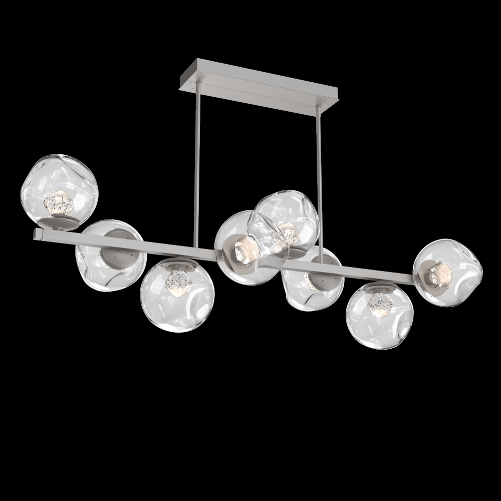 Luna 8pc Twisted Branch-Beige Silver-Zircon Inner - Clear Outer-Threaded Rod Suspension-LED 2700K