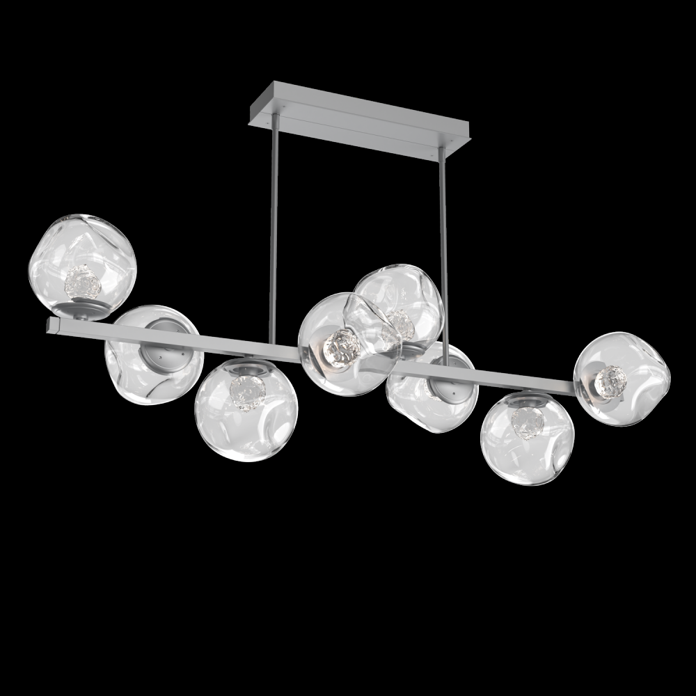 Luna 8pc Twisted Branch-Classic Silver-Floret Inner - Clear Outer-Threaded Rod Suspension-LED 2700K