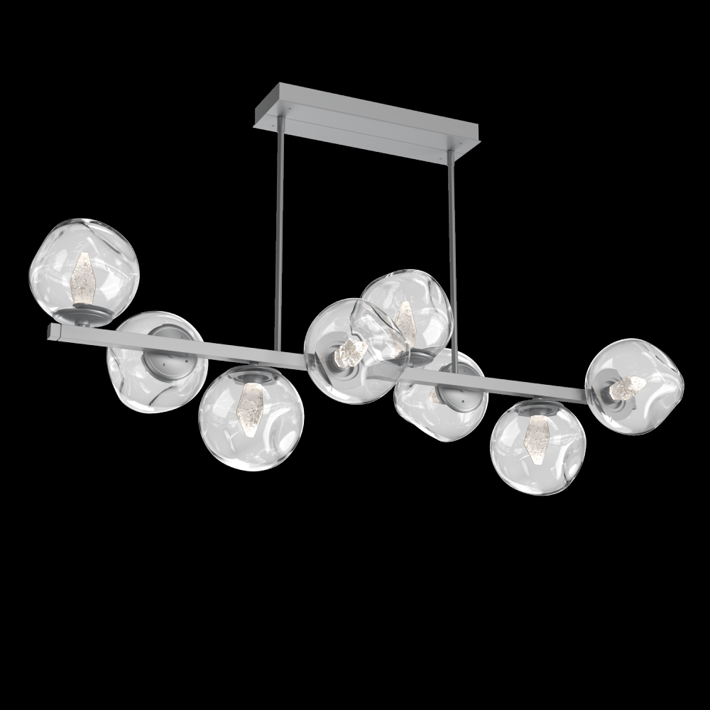 Luna 8pc Twisted Branch-Classic Silver-Geo Inner - Clear Outer-Threaded Rod Suspension-LED 3000K
