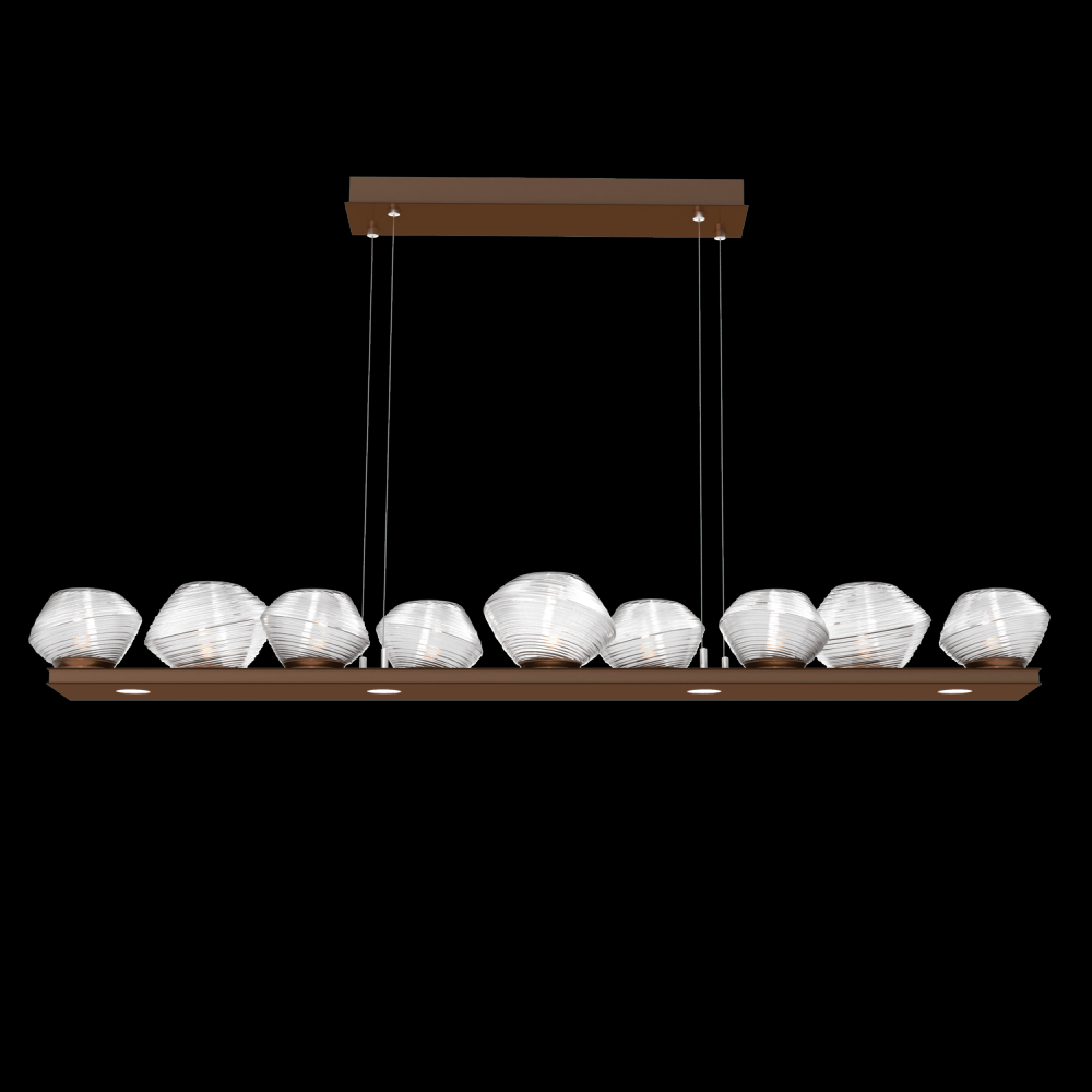 Mesa 59" Linear Suspension-Burnished Bronze-Clear Blown Glass