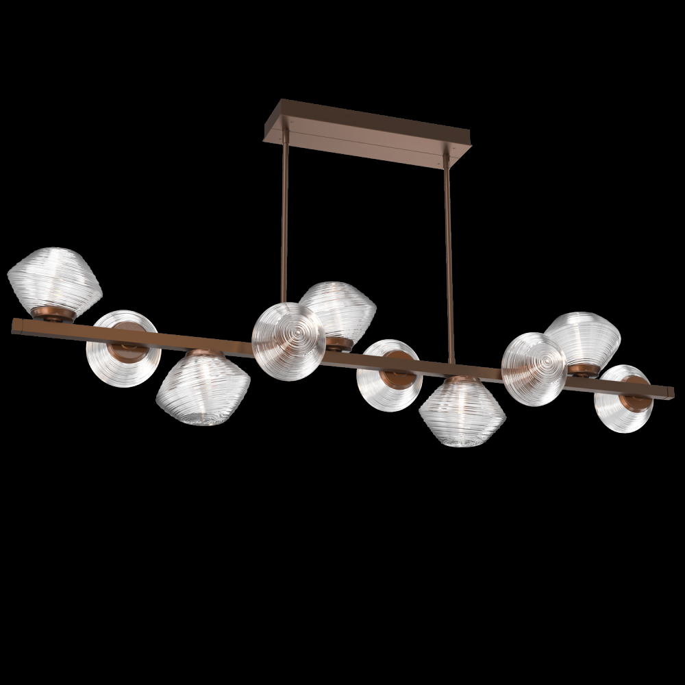 Mesa 10pc Twisted Branch-Burnished Bronze-Clear Blown Glass-Threaded Rod Suspension-LED 2700K