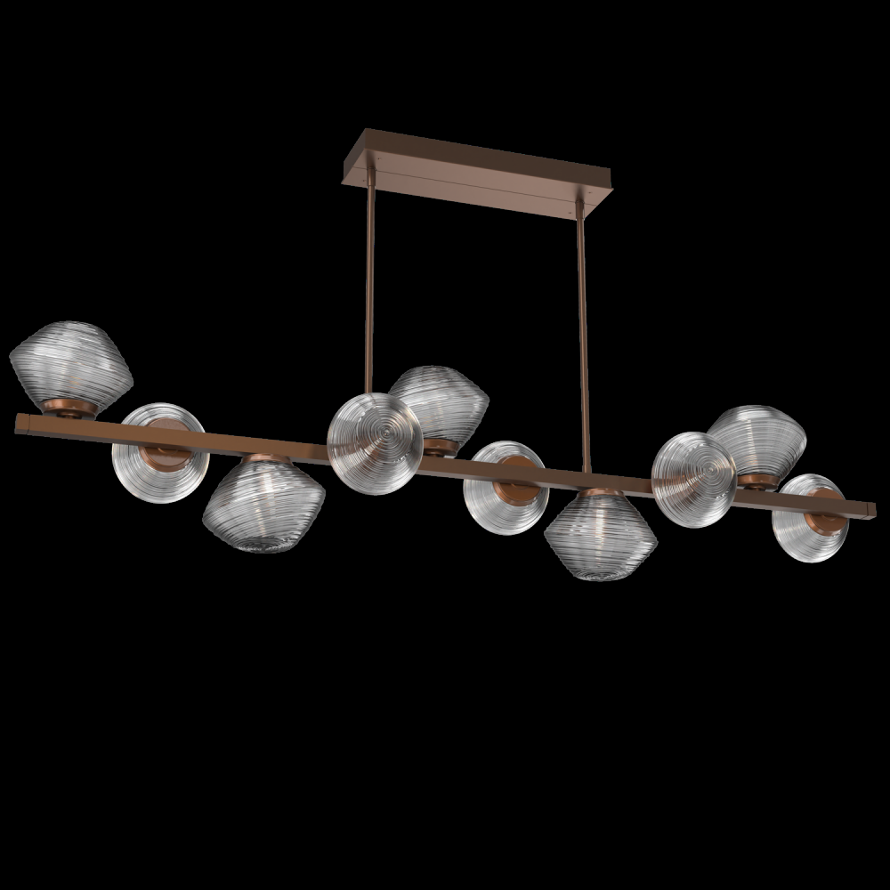 Mesa 10pc Twisted Branch-Burnished Bronze-Smoke Blown Glass-Threaded Rod Suspension-LED 2700K