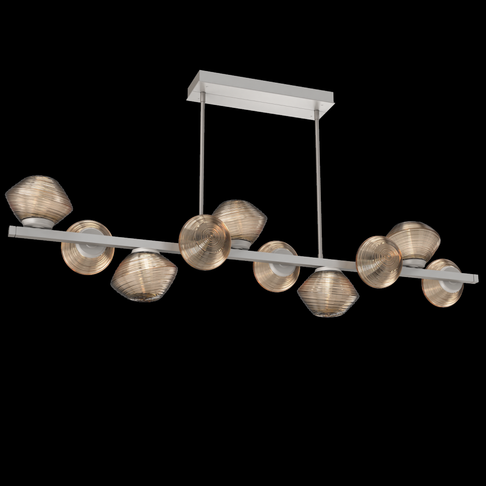 Mesa 10pc Twisted Branch-Beige Silver-Bronze Blown Glass-Threaded Rod Suspension-LED 2700K