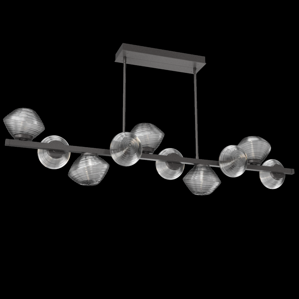 Mesa 10pc Twisted Branch-Graphite-Smoke Blown Glass-Threaded Rod Suspension-LED 3000K