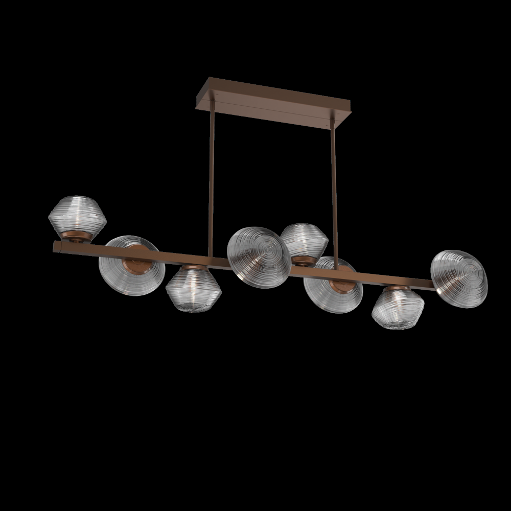 Mesa 8pc Twisted Branch-Burnished Bronze-Smoke Blown Glass-Threaded Rod Suspension-LED 2700K