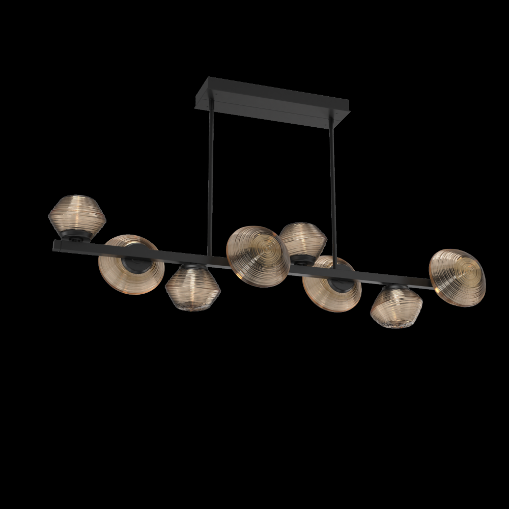 Mesa 8pc Twisted Branch-Matte Black-Bronze Blown Glass-Threaded Rod Suspension-LED 2700K