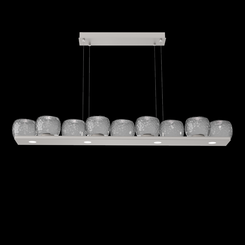 Vessel 59-inch Platform Linear-Beige Silver-Smoke Blown Glass-Stainless Cable-LED 2700K
