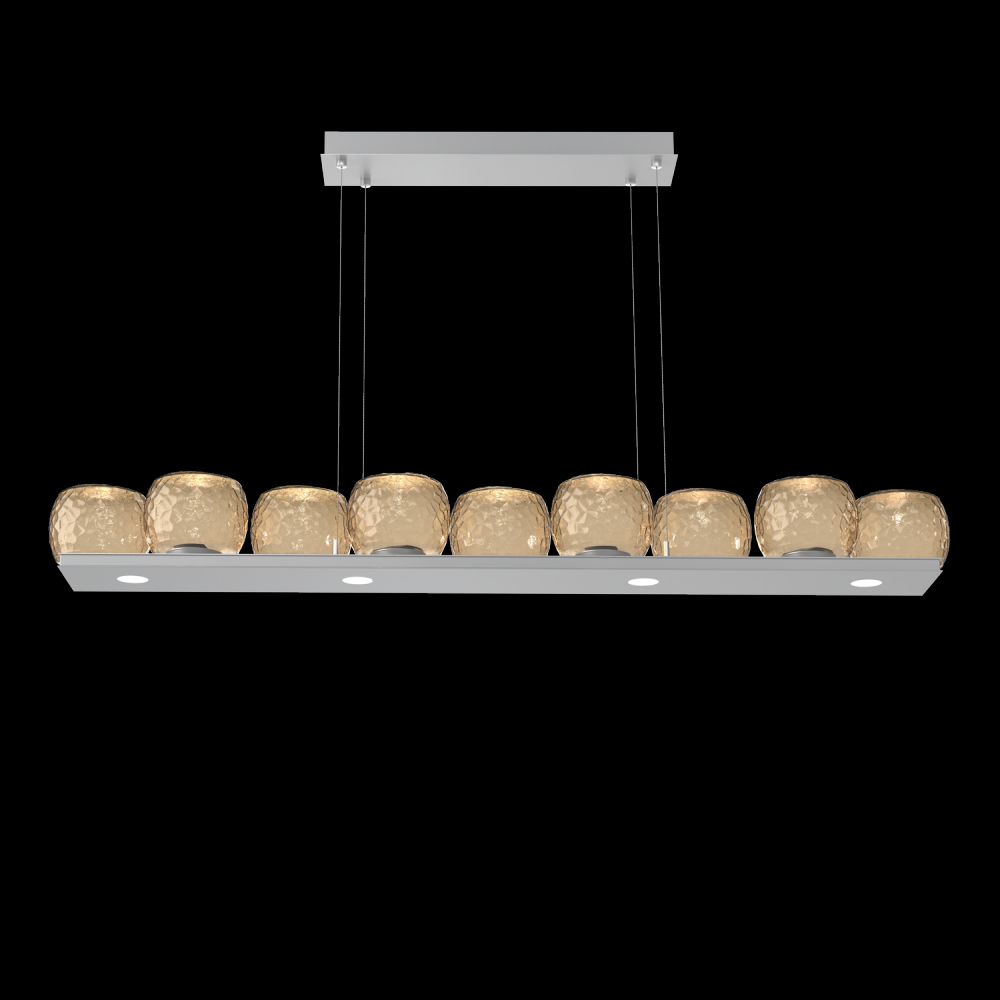 Vessel 59-inch Platform Linear-Classic Silver-Bronze Blown Glass-Stainless Cable-LED 3000K