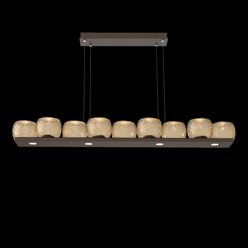 Vessel 59-inch Platform Linear-Flat Bronze-Bronze Blown Glass-Stainless Cable-LED 2700K