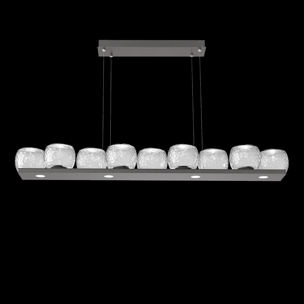 Vessel 59-inch Platform Linear-Graphite-Clear Blown Glass-Stainless Cable-LED 2700K