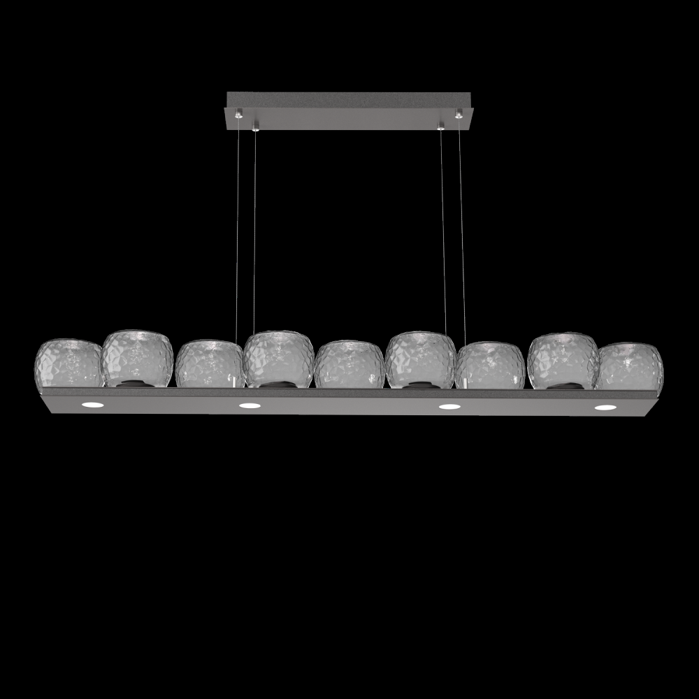 Vessel 59-inch Platform Linear-Graphite-Smoke Blown Glass-Stainless Cable-LED 2700K