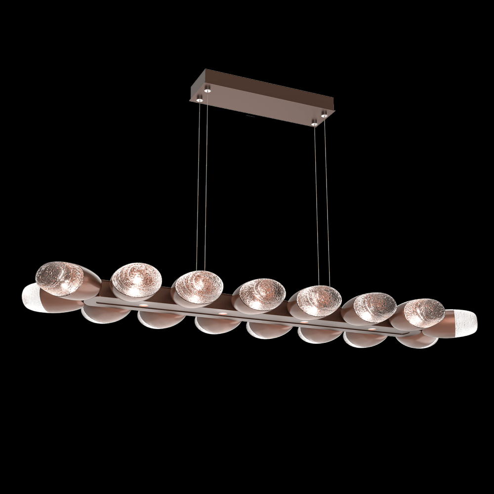 Pebble Linear Suspension 48" Small Glass-Burnished Bronze-Pebble Clear
