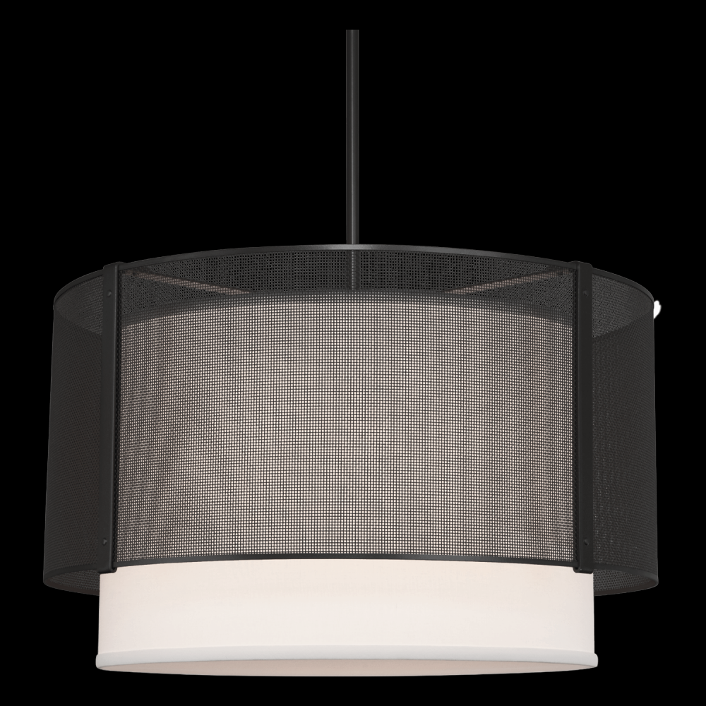 Uptown Mesh Drum with Linen Shade-30-Burnished Bronze-Linen Shade-Threaded Rod Suspension-E26