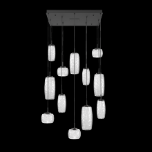 Hammerton CHB0091-12-MB-C-C01-L3 - Vessel 12pc Square Multi-Pendant-Matte Black-Clear Blown Glass-Cloth Braided Cord-LED 3000K