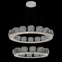 Hammerton CHB0091-2B-BS-S-CA1-L3 - Vessel Two-Tier Platform Ring-Beige Silver-Smoke Blown Glass-Stainless Cable-LED 3000K