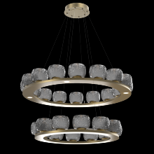 Hammerton CHB0091-2B-GB-S-CA1-L3 - Vessel Two-Tier Platform Ring-Gilded Brass-Smoke Blown Glass-Stainless Cable-LED 3000K