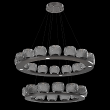 Hammerton CHB0091-2B-GP-S-CA1-L3 - Vessel Two-Tier Platform Ring-Graphite-Smoke Blown Glass-Stainless Cable-LED 3000K