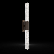 Hammerton IDB0060-02-FB-GC-L3-RTS - Axis Double Sconce-Flat Bronze-Clear Textured Cast Glass-Ready to Ship