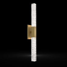 Hammerton IDB0060-02-GB-GC-L3-RTS - Axis Double Sconce-Gilded Brass-Clear Textured Cast Glass-Ready to Ship