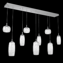 Hammerton PLB0091-09-CS-C-C01-L3 - Vessel 9pc Linear Multi-Pendant-Classic Silver-Clear Blown Glass-Cloth Braided Cord-LED 3000K