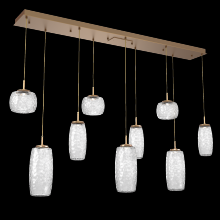 Hammerton PLB0091-09-NB-C-C01-L3 - Vessel 9pc Linear Multi-Pendant-Novel Brass-Clear Blown Glass-Cloth Braided Cord-LED 3000K