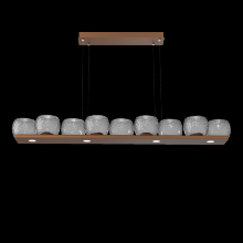 Hammerton PLB0091-0C-BB-S-CA1-L1 - Vessel 59-inch Platform Linear-Burnished Bronze-Smoke Blown Glass-Stainless Cable-LED 2700K
