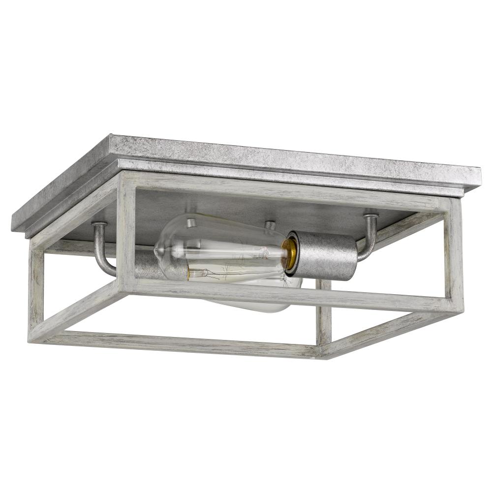 Weston 2-Light Galvanized Ocala Oak Flush Mount 12.63“ X 12.63” X 4.75“