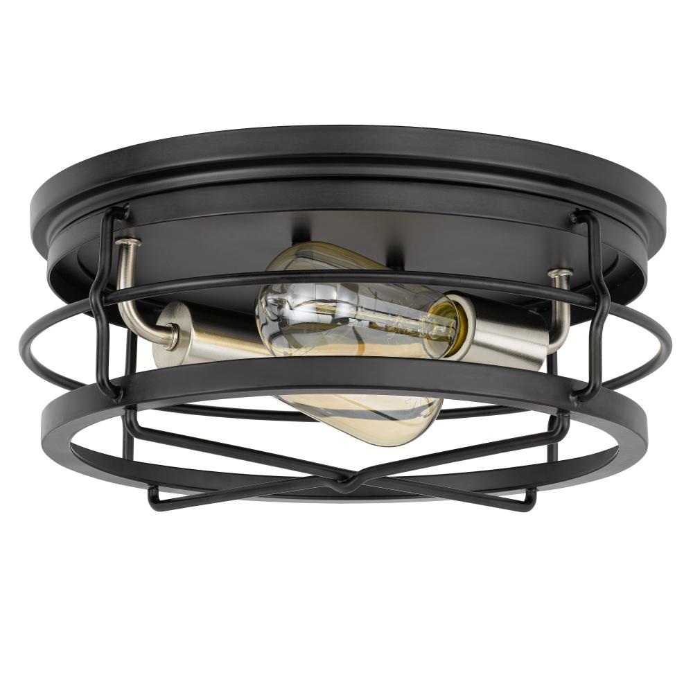 Westwood 2-Light Black Frame With Brushed Nickel Socket Flush Mount 13.88“ X 13.88” X 5.87“