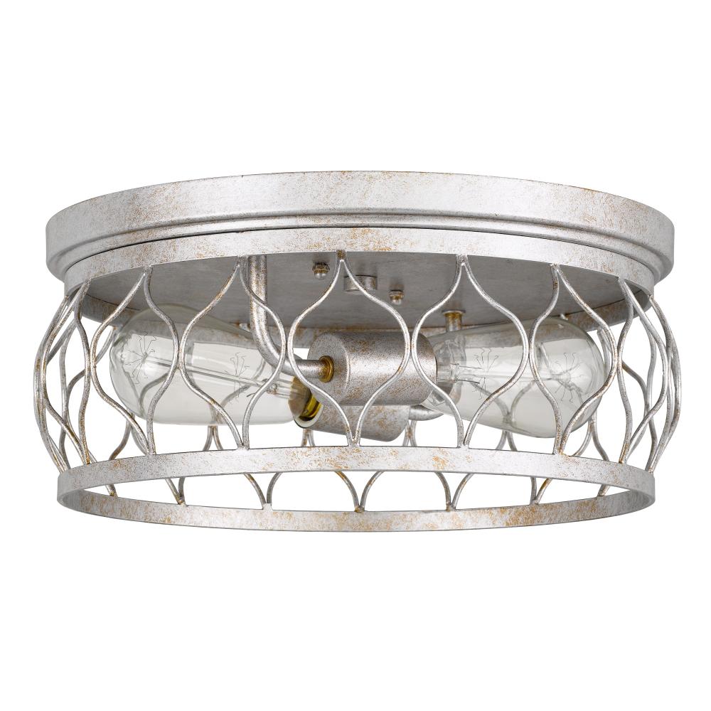 Devon 2-Light Antique silver Finish Flush Mount 13.38“ X 13.38” X 5.5“