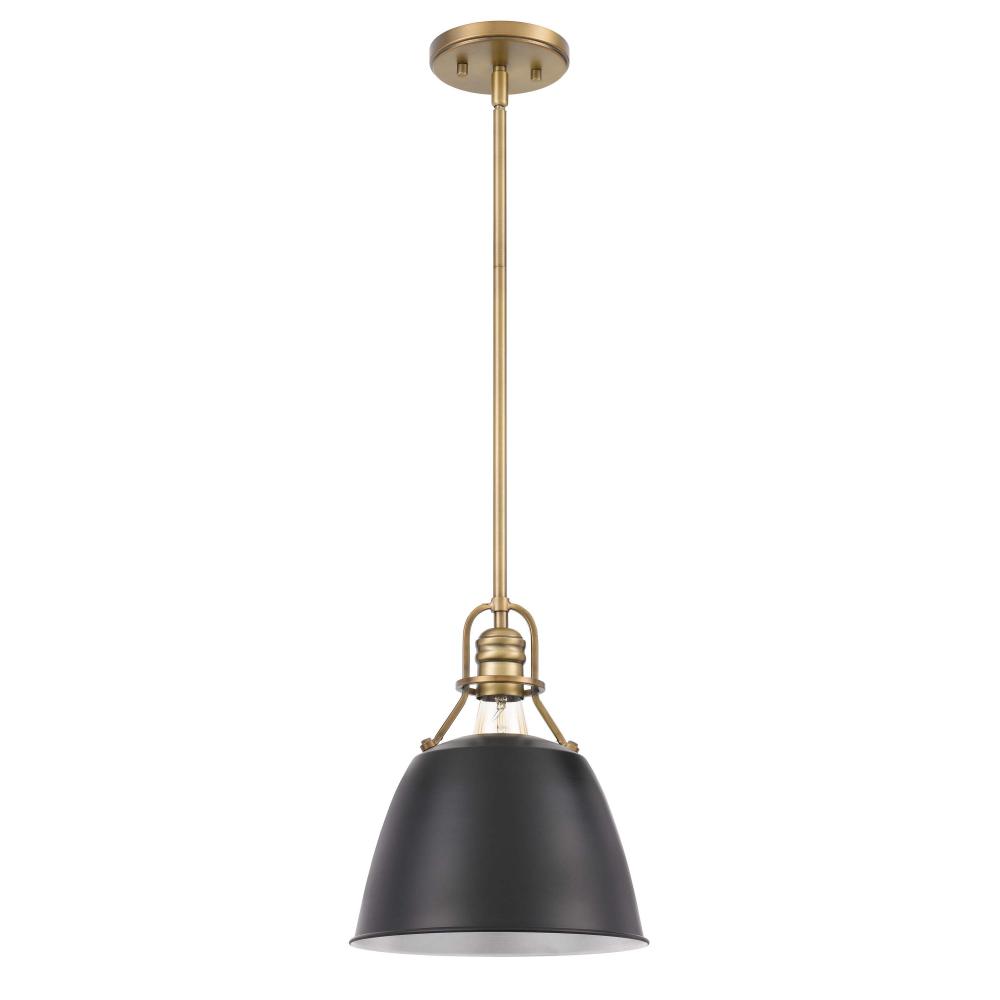 Helmut 1-Light Vintage Brass Black Shade Pendant 10“ X 10” X 12“