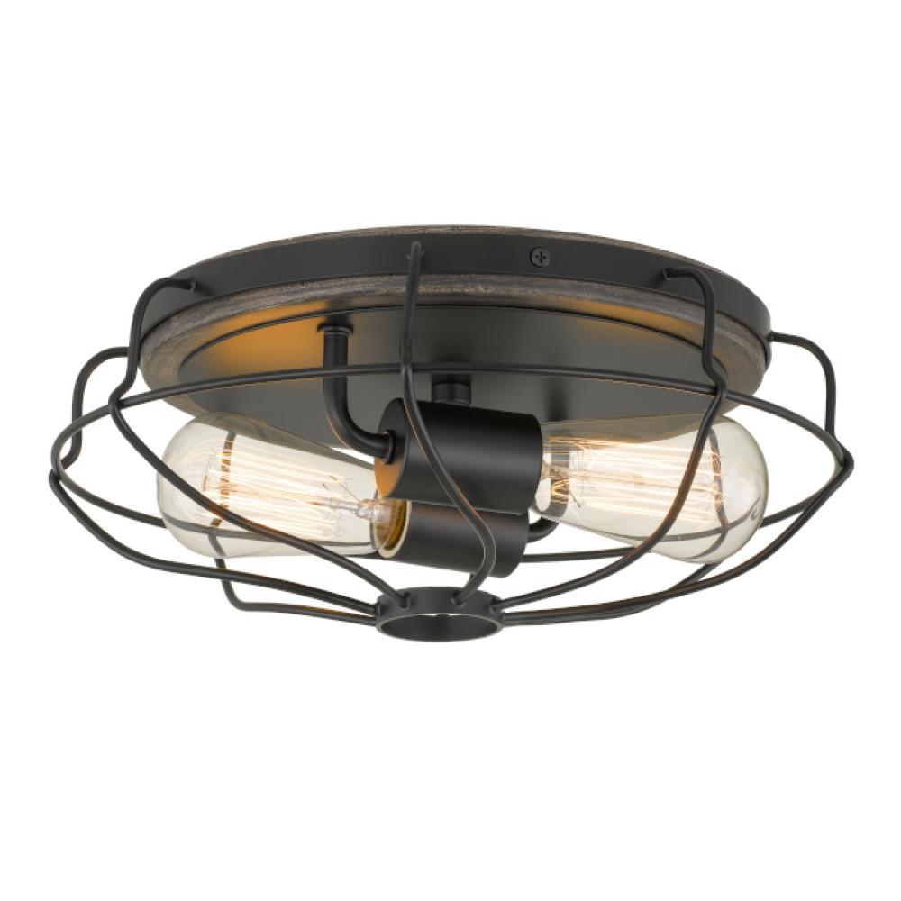 Cyclone 2-Light Black & Seaside Oak Finish Flush Mount 13" X 13" X 5.25"