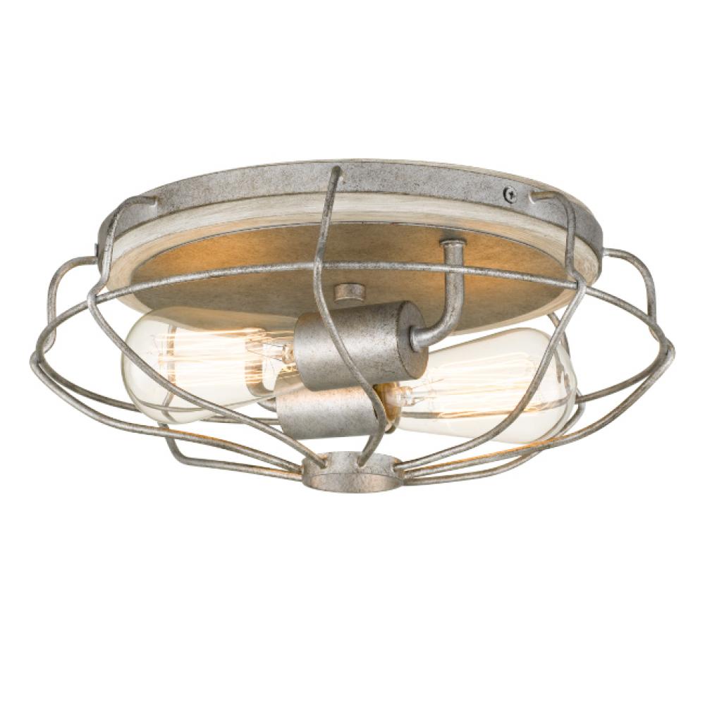 Cyclone 13 in. D X 5.25 in. H 2-Light Galvanized And Ocala Oak Flush Mount