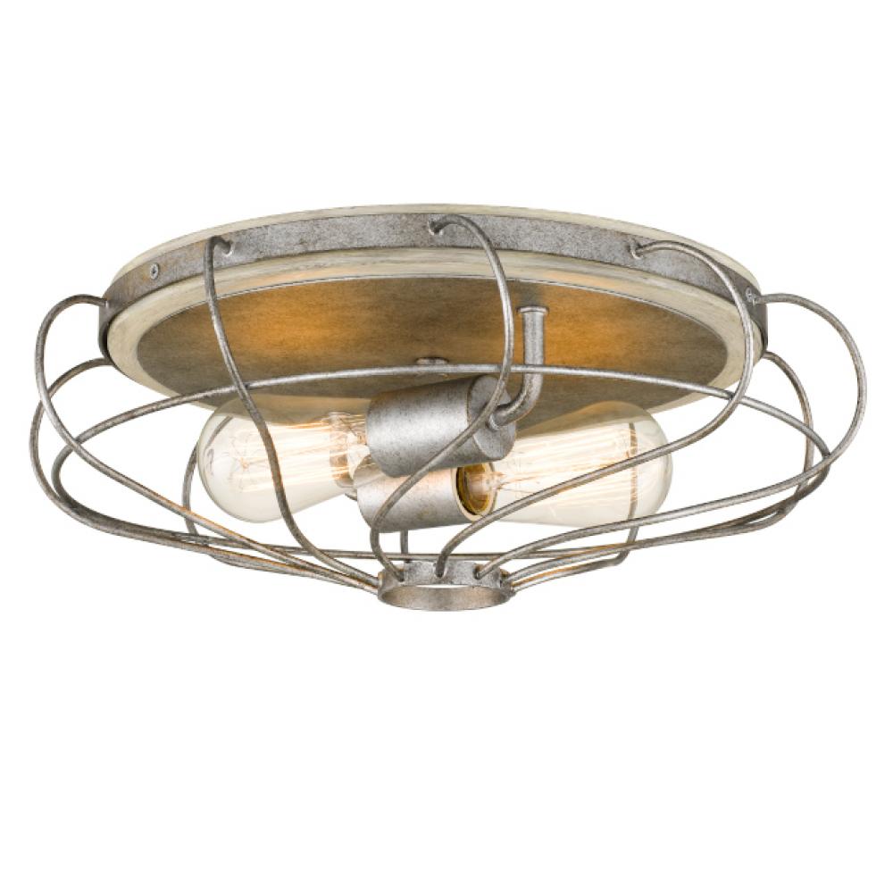 Cyclone 15 in. D X 5.25 in. H 2-Light Galvanized And Ocala Oak Flush Mount