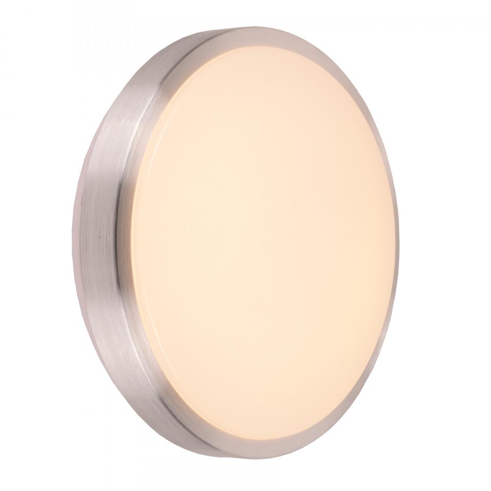 Aperture 18-Watt Brushed Nickel Finish Integrated LEd Circle Wall Sconce / Ceiling Light 13 in. Dia