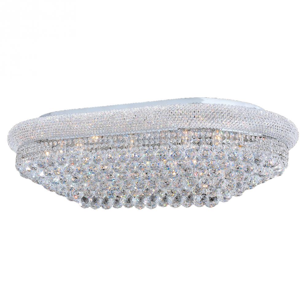 Empire 24-Light Chrome Finish and Clear Crystal Flush Mount Ceiling Light 40 in. L x 24 in. W x 12 i
