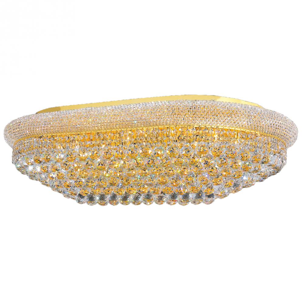 Empire 24-Light Gold Finish and Clear Crystal Flush Mount Ceiling Light 40 in. L x 24 in. W x 12 in.
