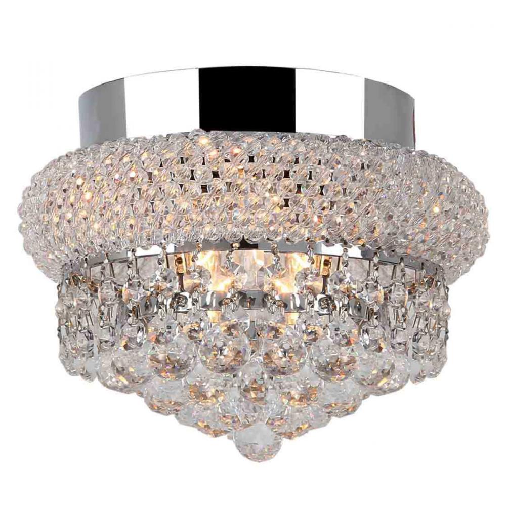 Empire 3-Light Chrome Finish and Clear Crystal Flush Mount Ceiling Light 8 in. Dia x 6 in. H Small