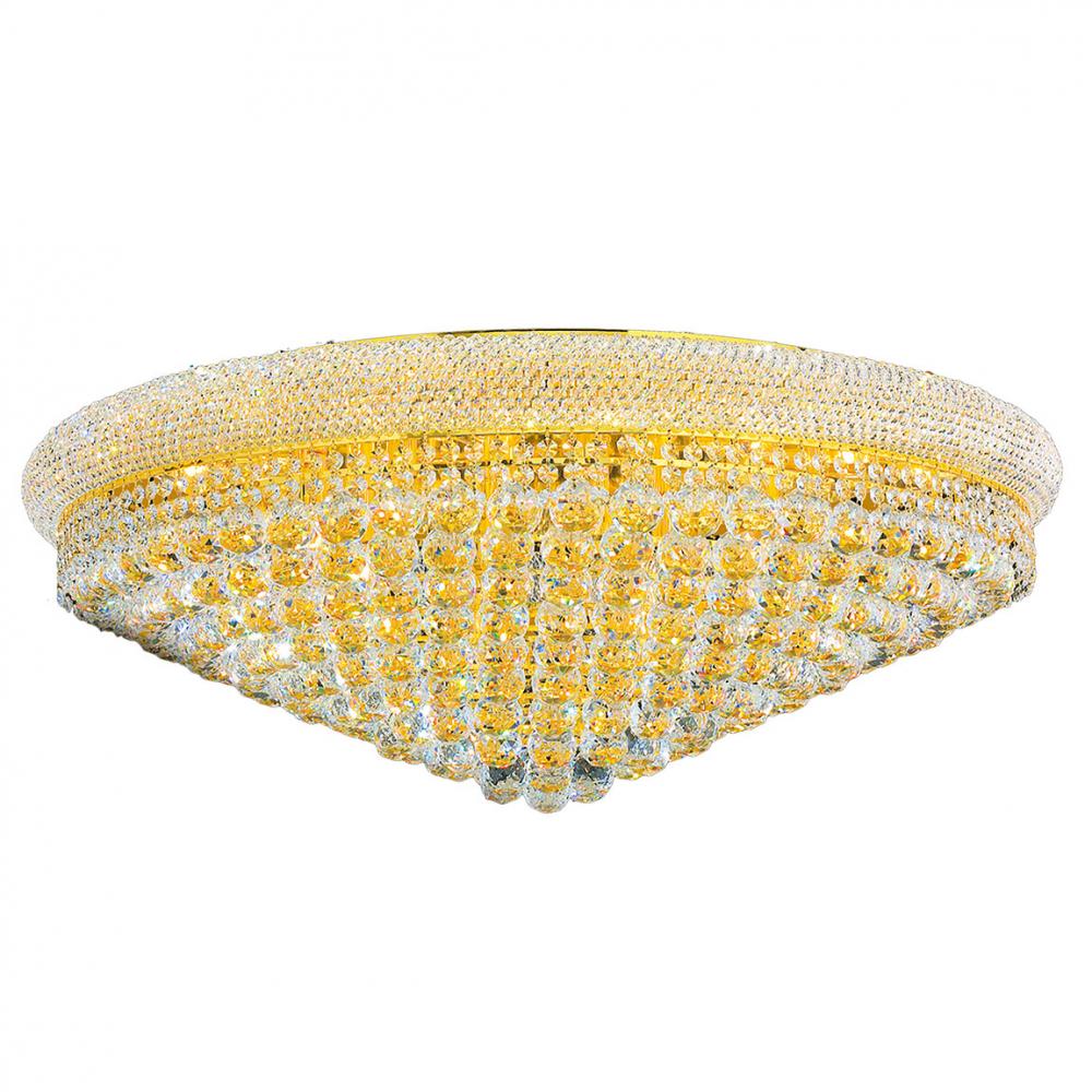 Empire 20 Light Gold Finish and Clear Crystal Flush Mount Ceiling Light 36 in. Dia x 14 in. H Extra 